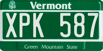 VT license plate XPK587