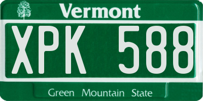 VT license plate XPK588