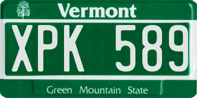 VT license plate XPK589