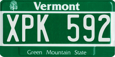 VT license plate XPK592