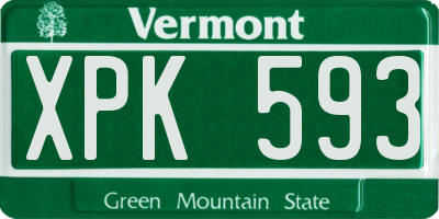 VT license plate XPK593