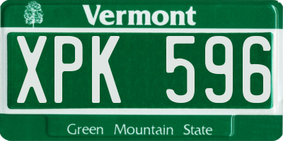 VT license plate XPK596