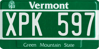 VT license plate XPK597
