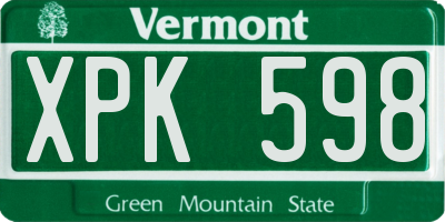 VT license plate XPK598