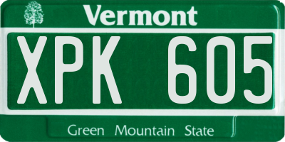 VT license plate XPK605