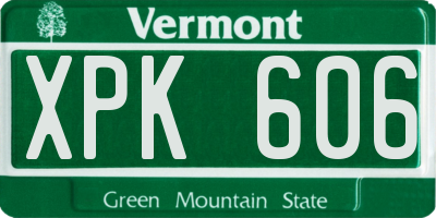 VT license plate XPK606