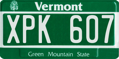 VT license plate XPK607
