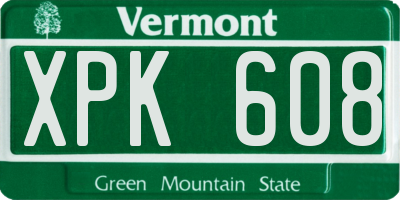 VT license plate XPK608