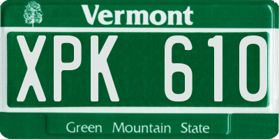 VT license plate XPK610