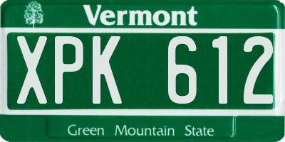 VT license plate XPK612
