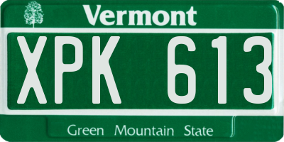 VT license plate XPK613