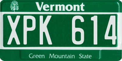 VT license plate XPK614