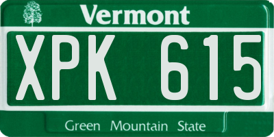 VT license plate XPK615