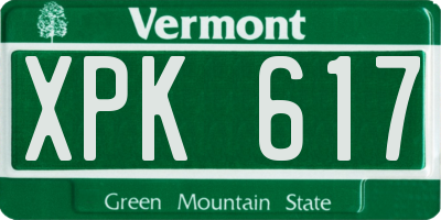 VT license plate XPK617