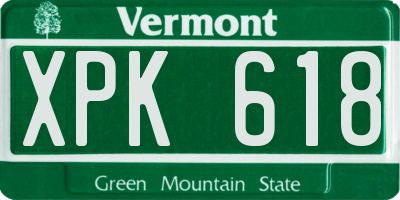 VT license plate XPK618