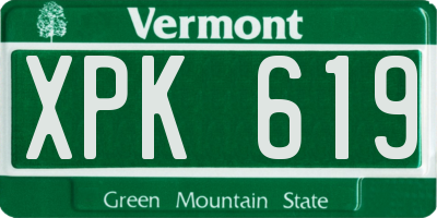 VT license plate XPK619