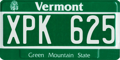 VT license plate XPK625