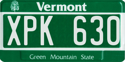 VT license plate XPK630