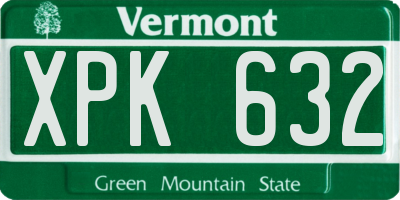 VT license plate XPK632