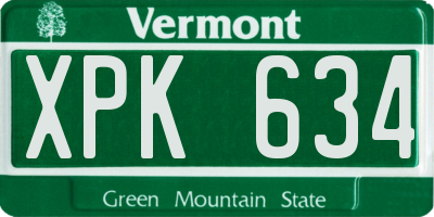 VT license plate XPK634