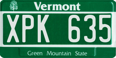 VT license plate XPK635