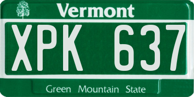VT license plate XPK637