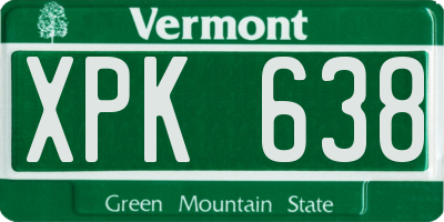 VT license plate XPK638