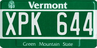 VT license plate XPK644