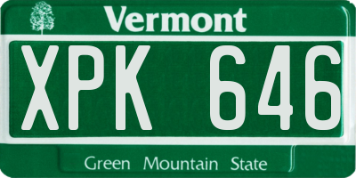 VT license plate XPK646