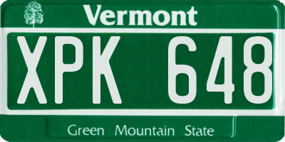 VT license plate XPK648
