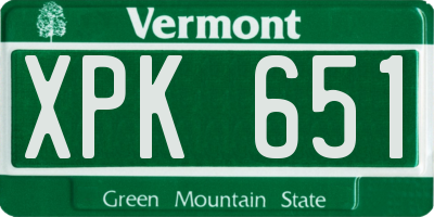 VT license plate XPK651