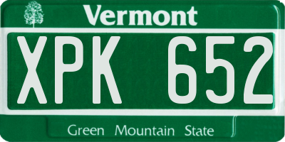 VT license plate XPK652