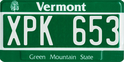 VT license plate XPK653