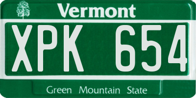 VT license plate XPK654