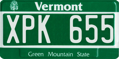 VT license plate XPK655