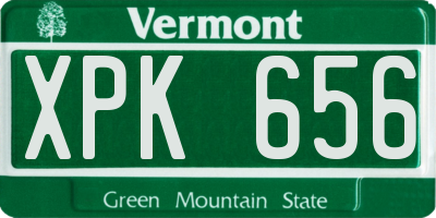 VT license plate XPK656