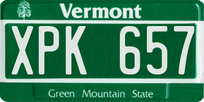 VT license plate XPK657