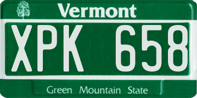 VT license plate XPK658