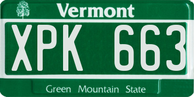 VT license plate XPK663