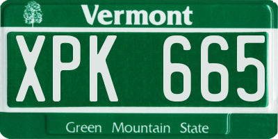 VT license plate XPK665