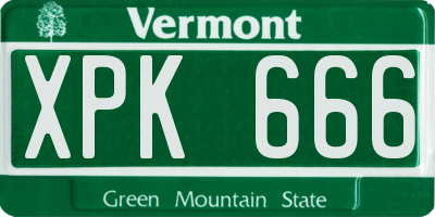 VT license plate XPK666