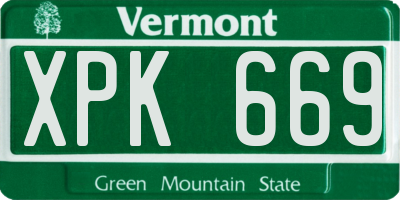 VT license plate XPK669
