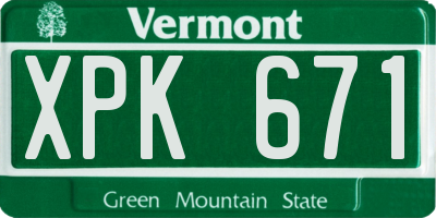 VT license plate XPK671