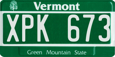 VT license plate XPK673