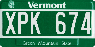 VT license plate XPK674