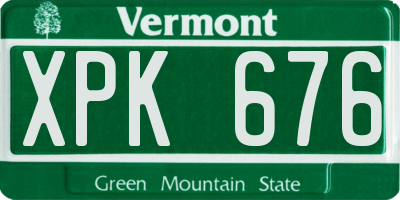 VT license plate XPK676