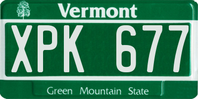VT license plate XPK677
