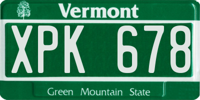 VT license plate XPK678