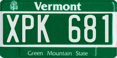 VT license plate XPK681