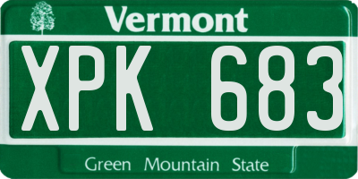 VT license plate XPK683